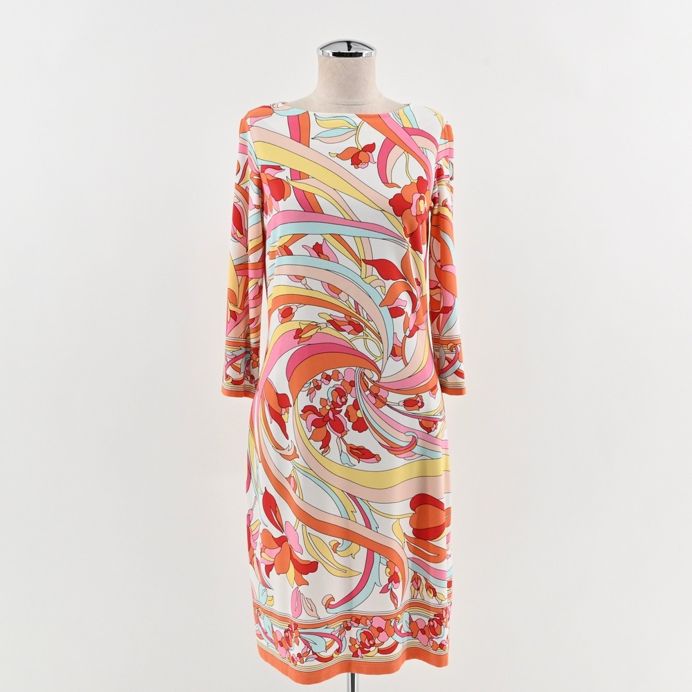 London Times Floral Dress Size‎ 4 Multicolor 3/4 Sleeve Sheath Stretch Comfort